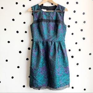 Ivy & Blu by Maggy Boutique Teal Purple Floral Fit & Flare Dress Size 6